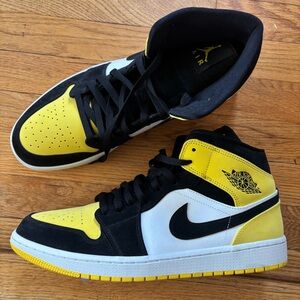 Yellow Black and White Nike Air Jordan 1s